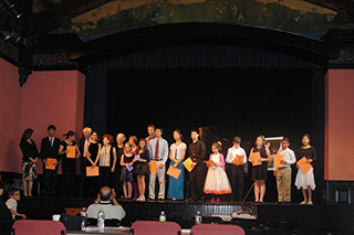 Photo Gallery of YM Piano Studio in Central New Jersey. On the stage are the prize-winners in the piano, violin and voice competition. The First Prize of Junior won Jennifer Liu, student of piano teacher Yevgeny Morozov, Central New Jersey.